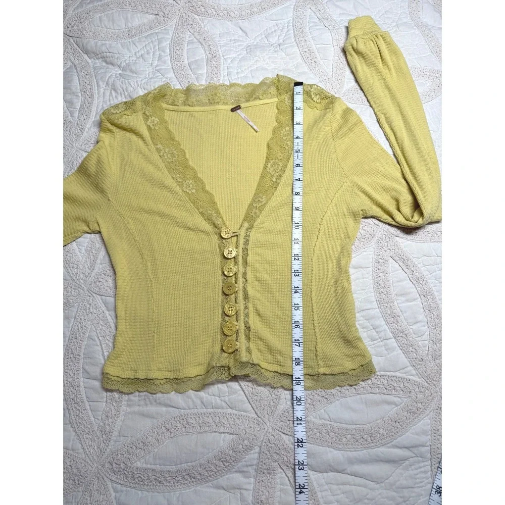 Free People Large Thermal Lace Coquette Cottagecore Yellow Romantic Victorian‎